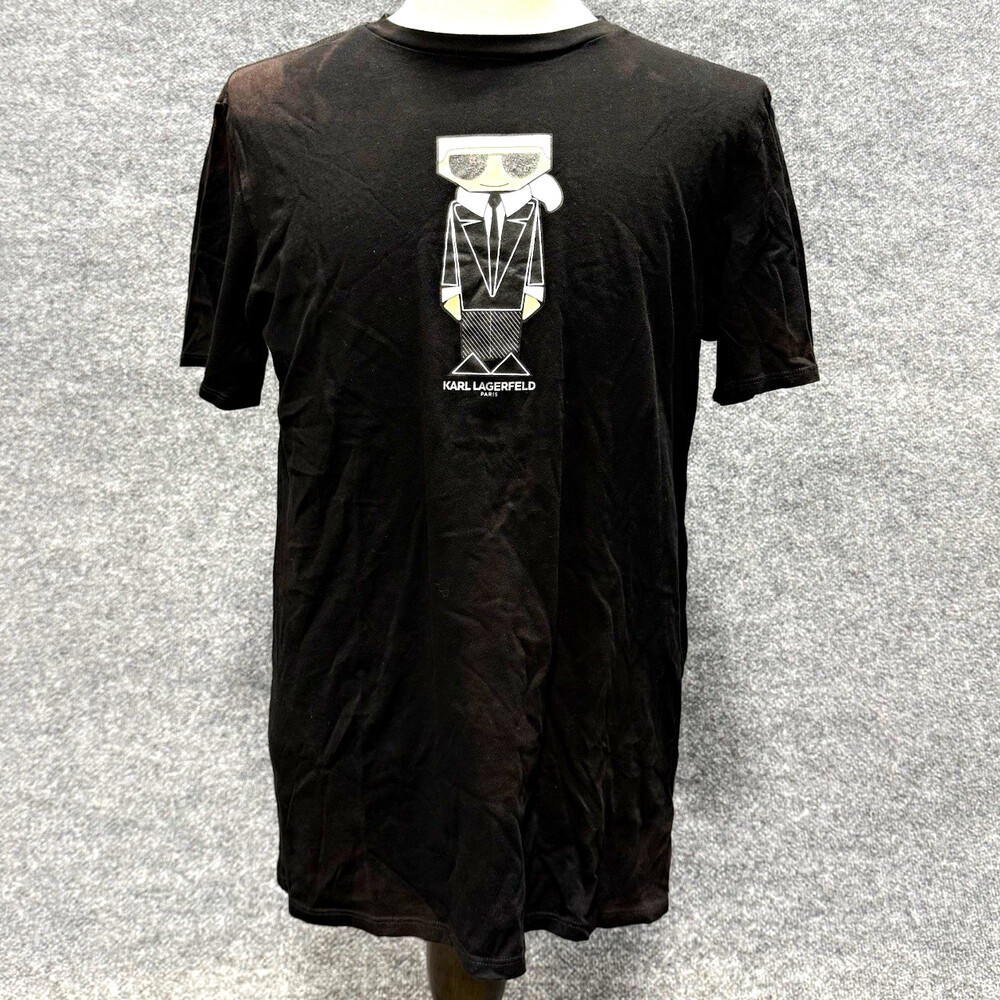 Karl Lagerfeld Paris T Shirt Mens M Black Cartoon Karl Graphic Designer Tee
